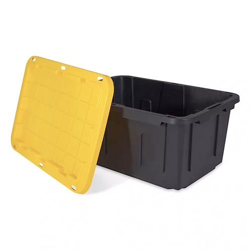 Tough Box 40 Gallon Black Storage Tote with Yellow Lid