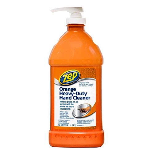 orange bottle of hand cleaner